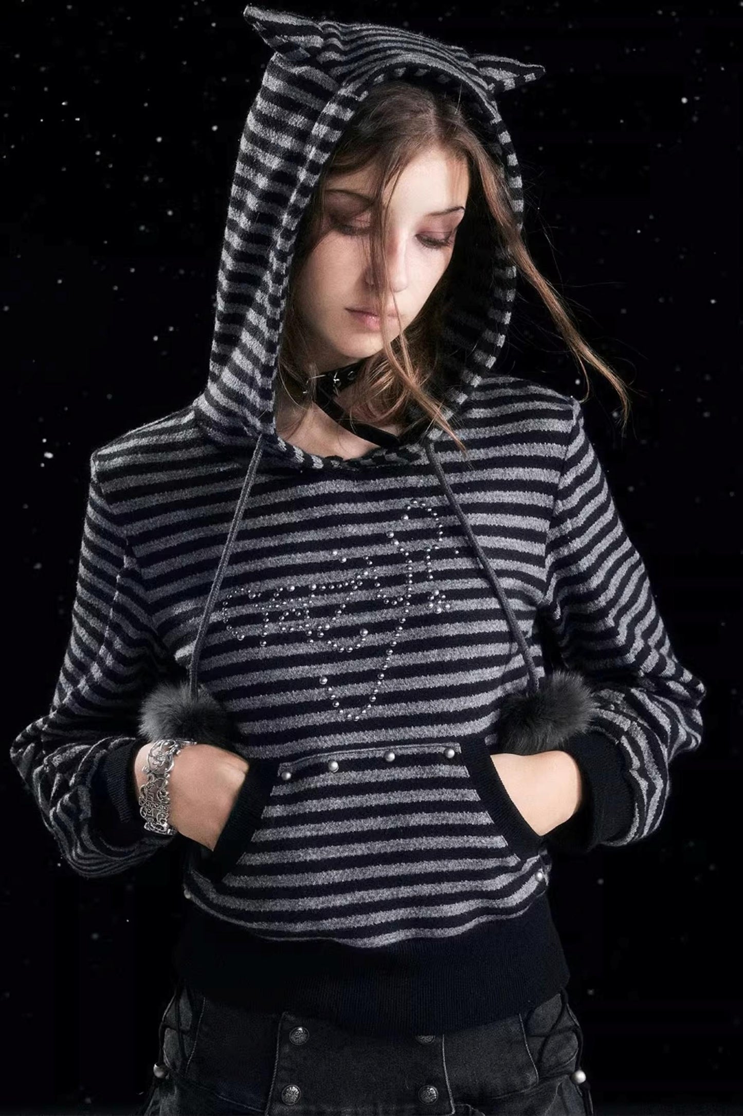 Punk Rivet Hooded Sweatshirt