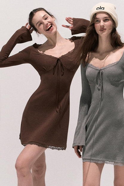 Basic Lace Knit Waist Dress