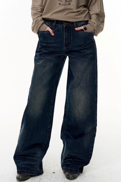 Loose Straight Wide-Leg Scimitar Jeans