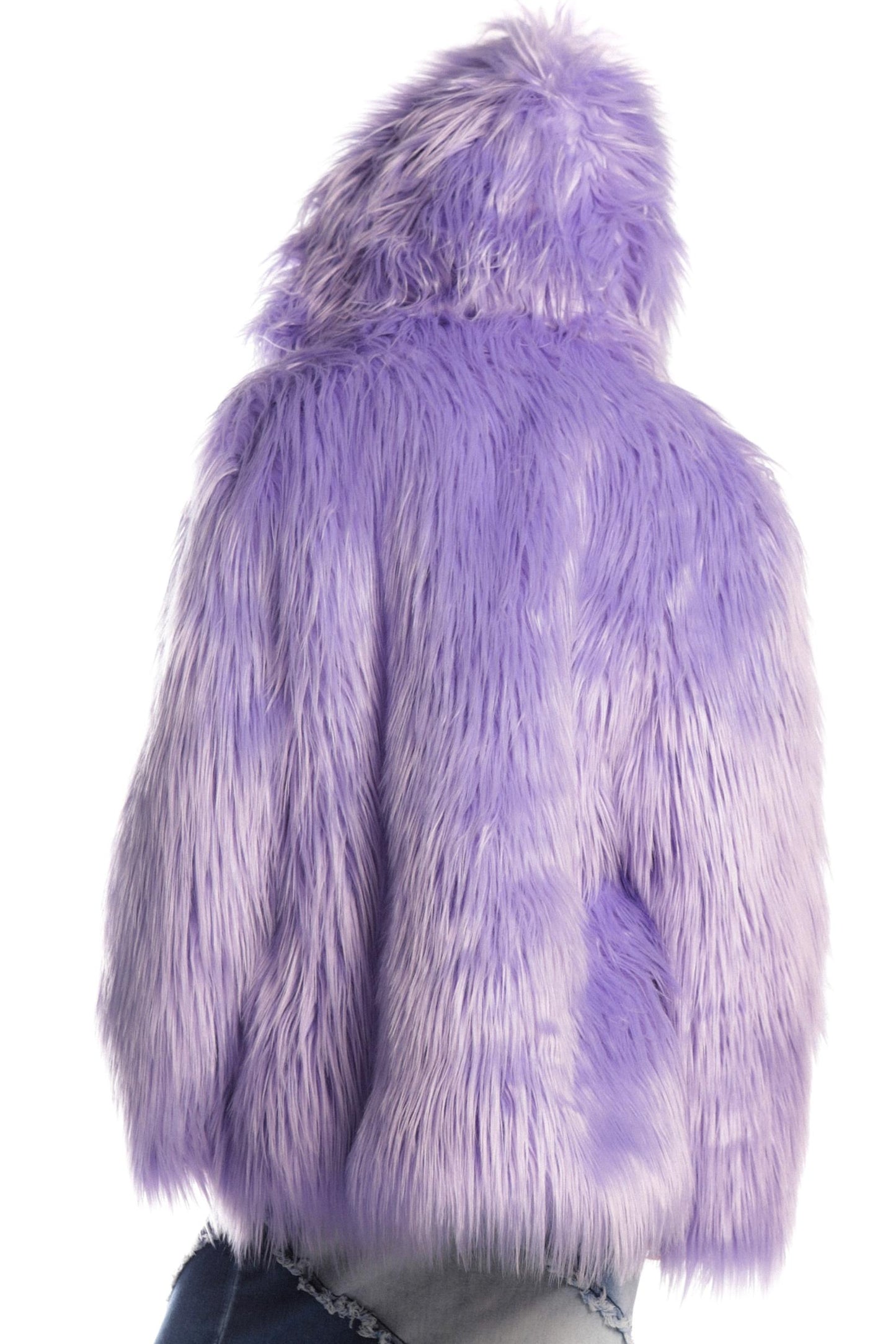 Light Purple Fur Hooded Jacket