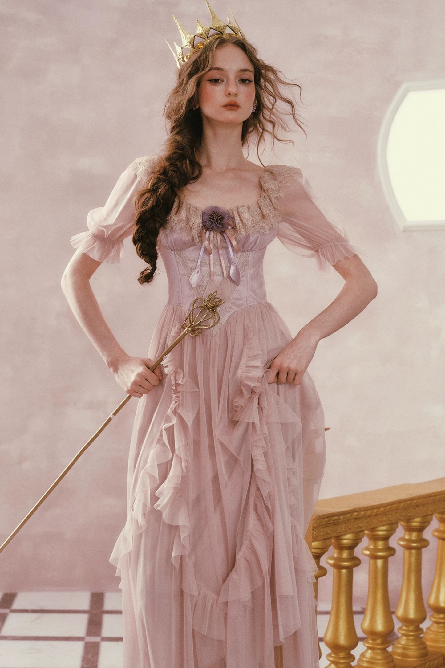 Purple Victorian Corset Mesh Dress