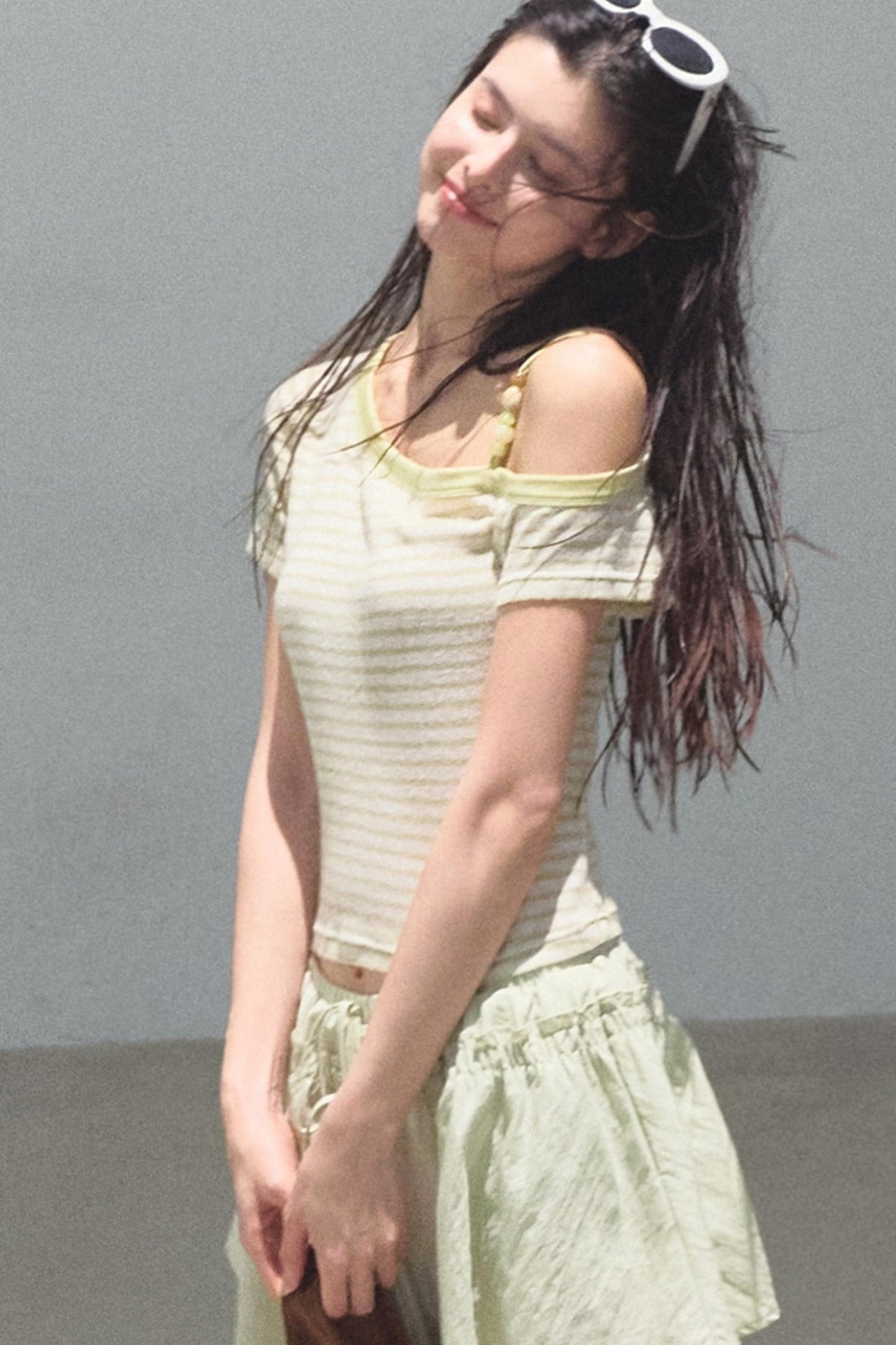 Embroidered Slim Fit Off-the-Shoulder Top