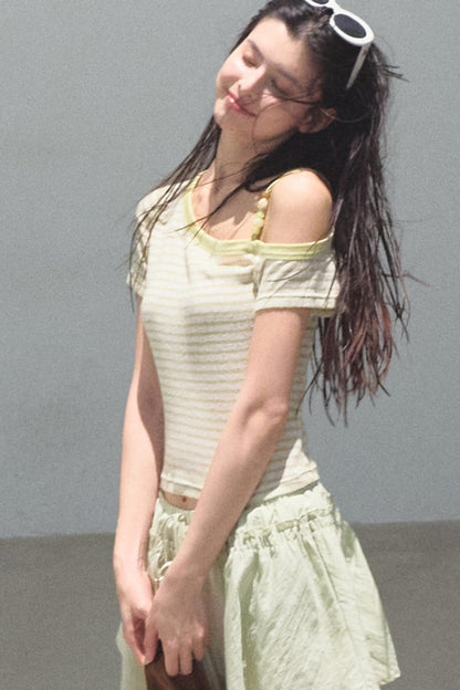 Embroidered Slim Fit Off-the-Shoulder Top