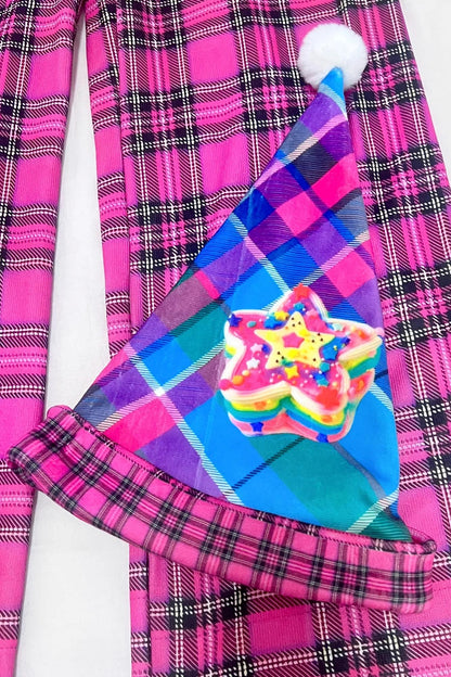 Pink Check Wide-leg Pants