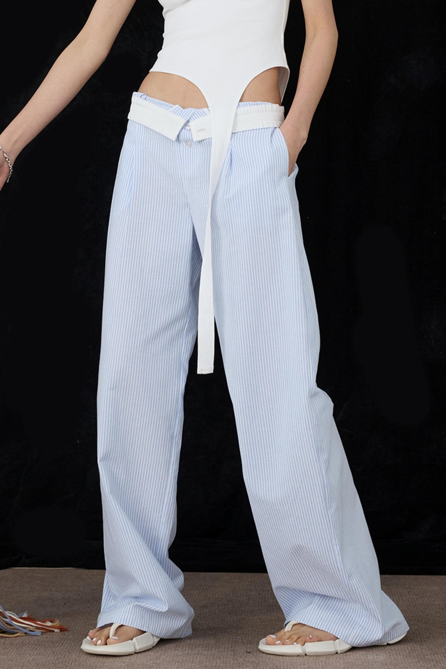 Blue Wide-Leg Pants