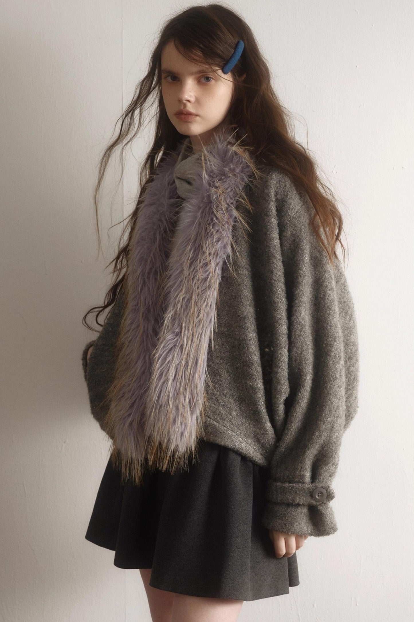 Gray Wool Batwing Coat