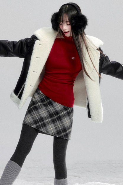 Red Off-Shoulder Knit Top