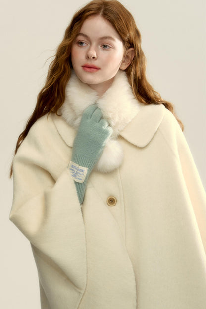 Double-Faced Wool Short Cape Coat