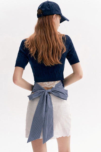 Tenniscore Cable Knit Short Sleeves