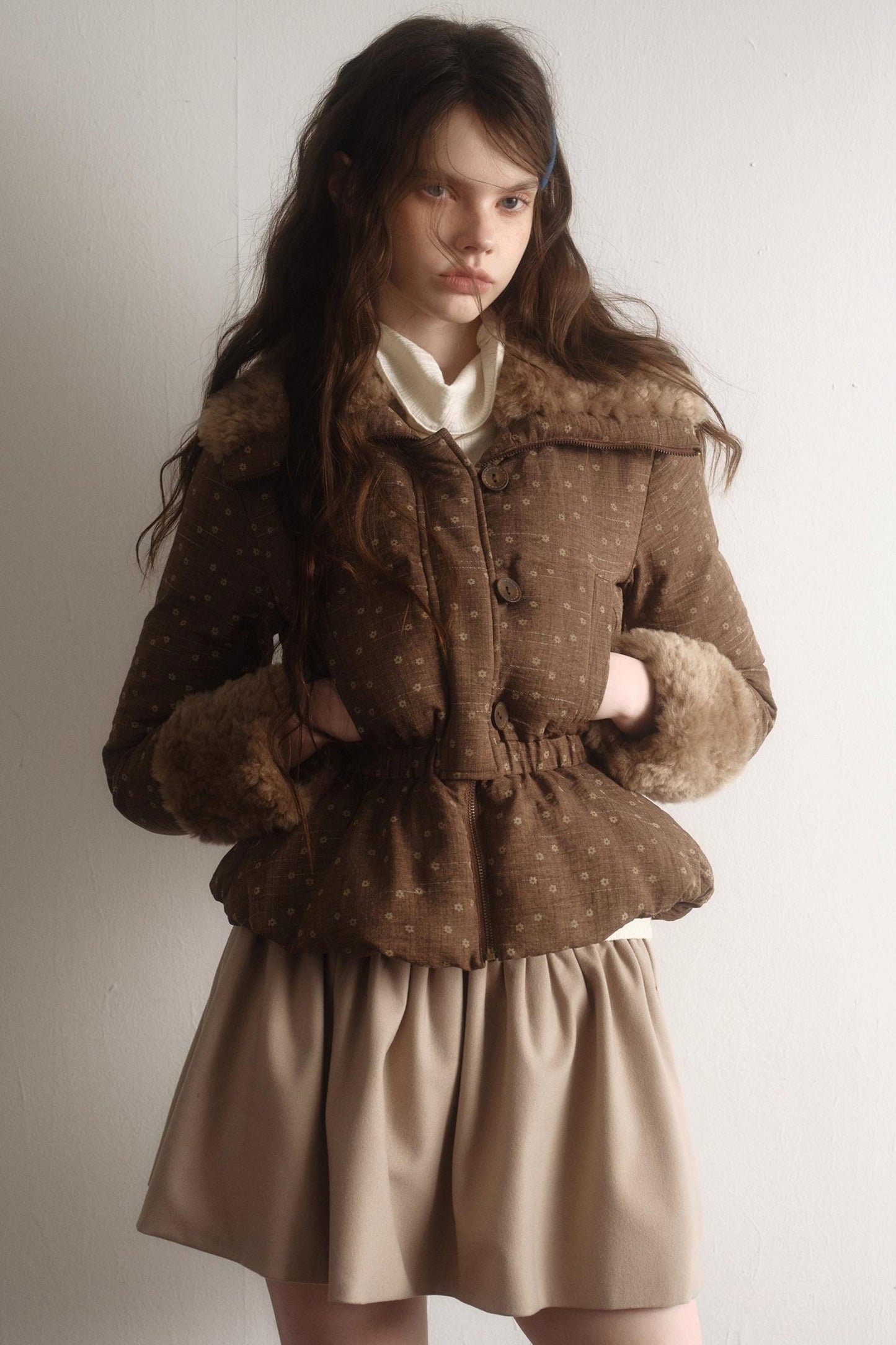 Retro Floral Down Jacket Set-Up