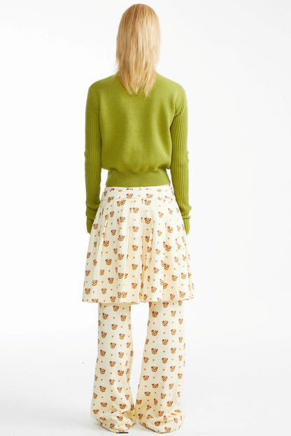 Detachable Pleated Two-Wear Slimming Culottes Pants Set