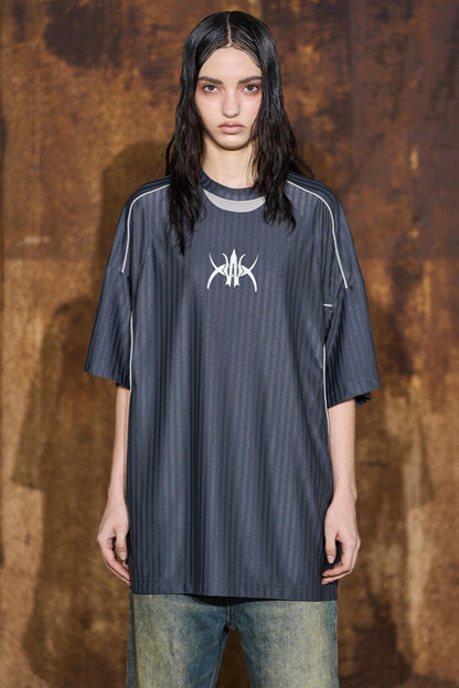 Gray Striped Jersey Top