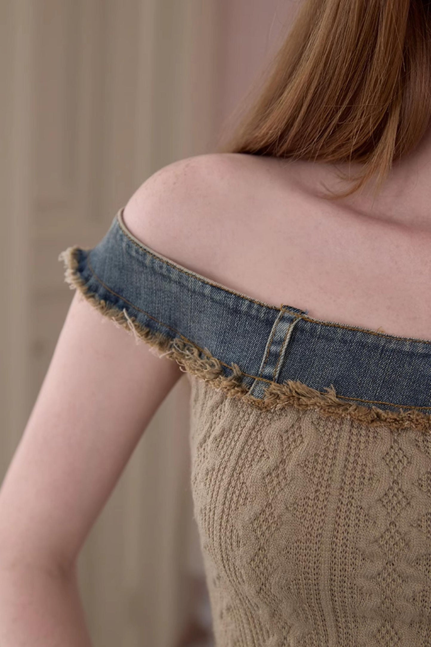 Summer Asymmetrical Denim-Knit Tee