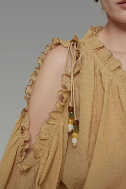 Lockeres Off-Shoulder-Shirt mit Rüschen