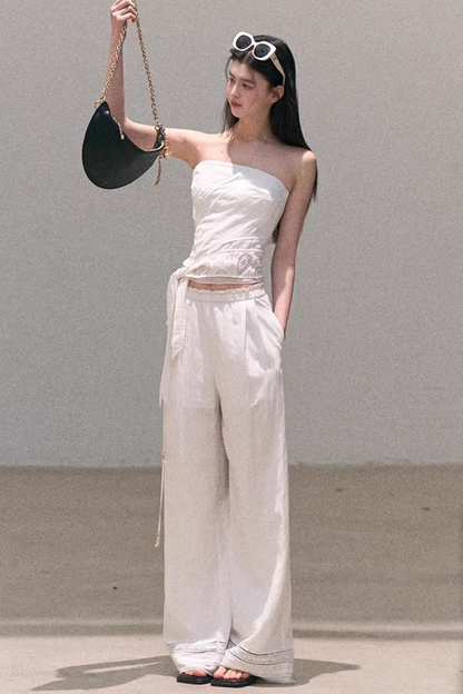 Lyocell Linen Hollow-Out Top Set-Up