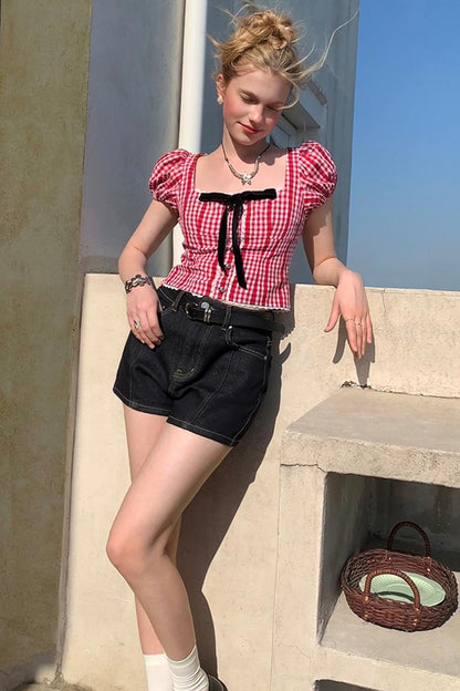 Pink Lace Bubble Sleeve Top