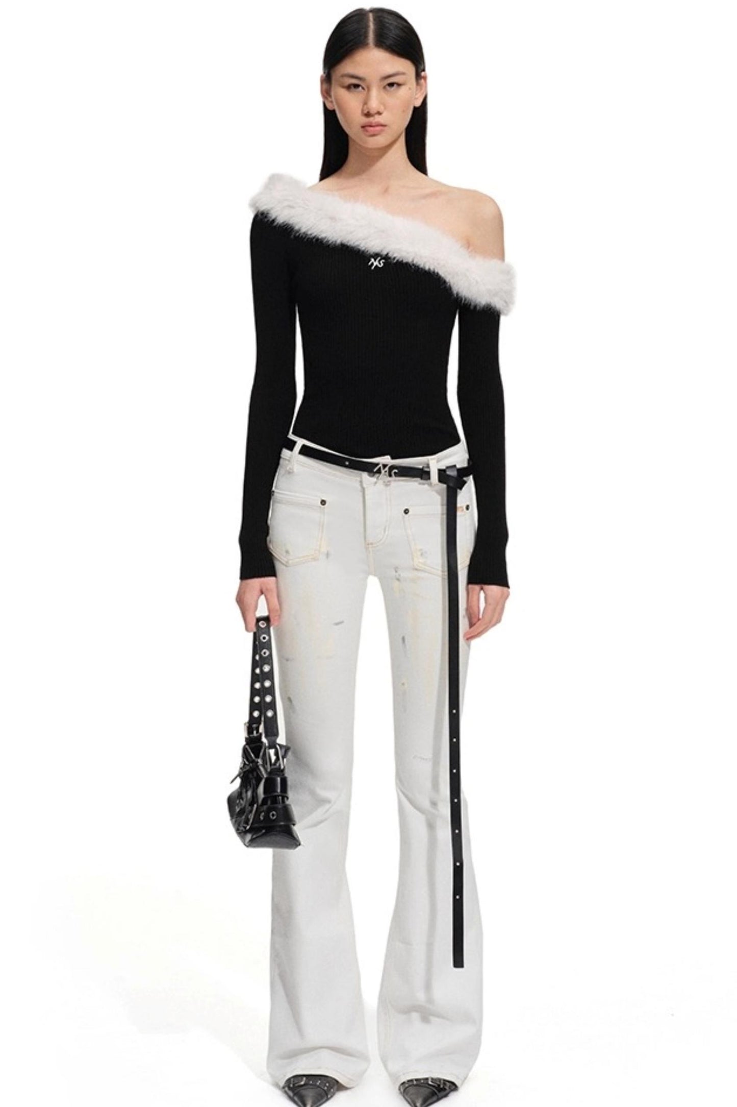 Fur Collar Knit Sweater