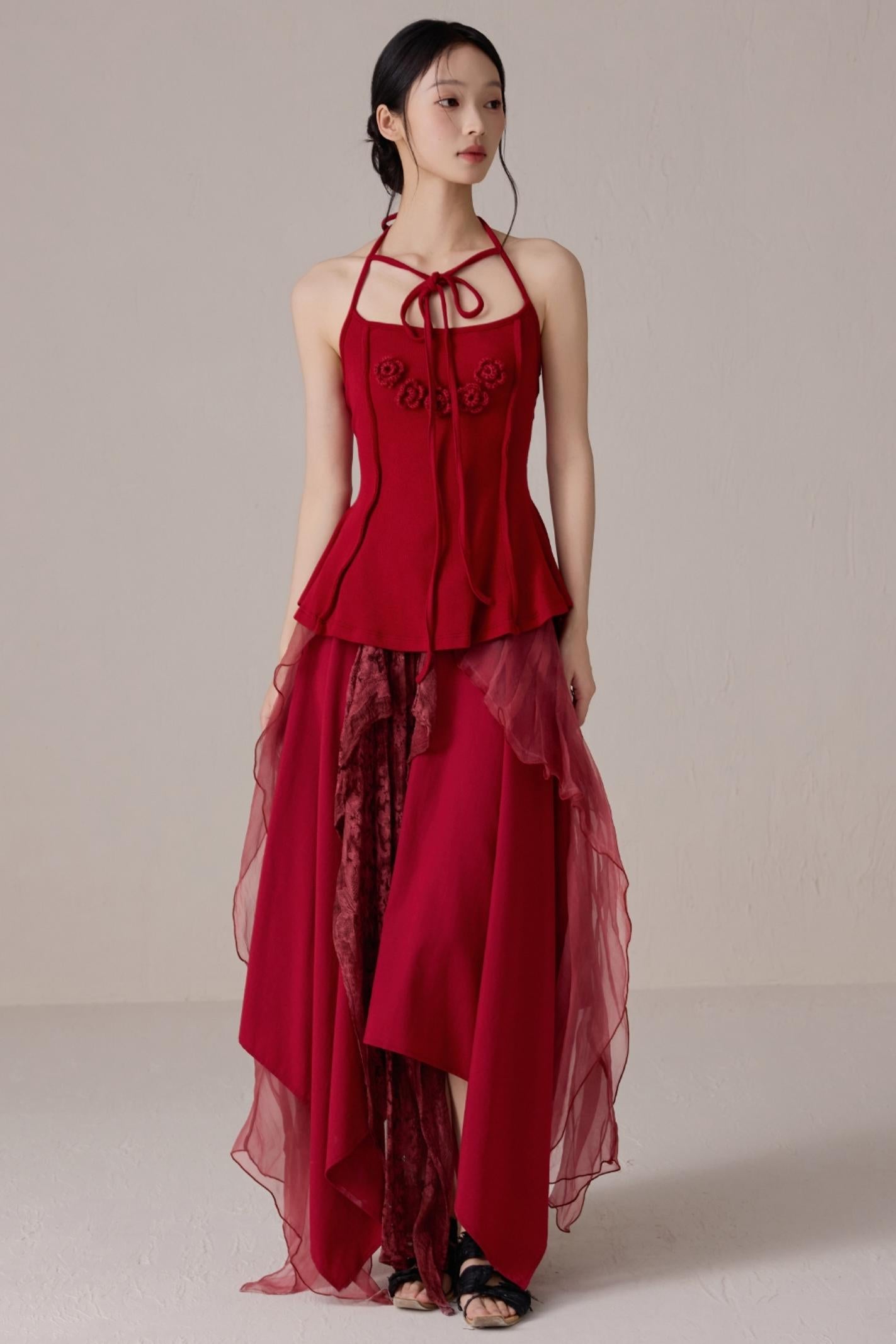 Pink Floral Knit Camisole