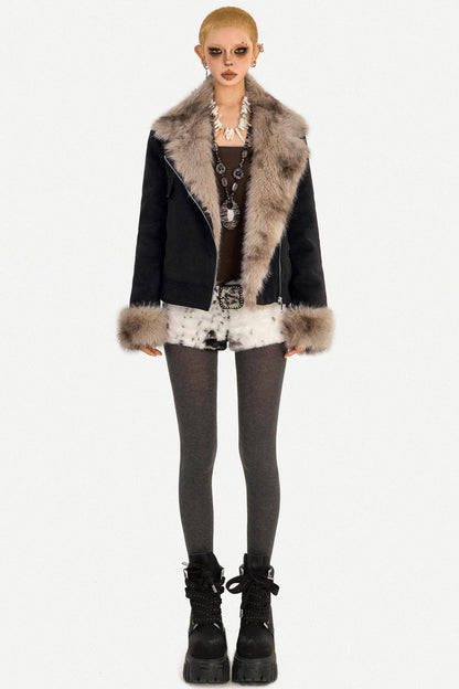 Retro Fur-Lined Quilted Jacket