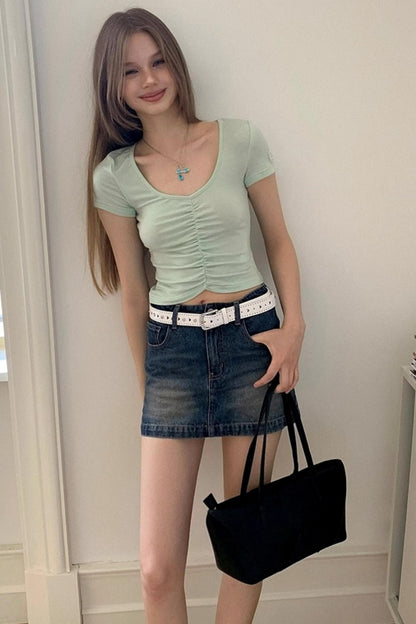 Vintage A-Line High-Waisted Slim Skirt