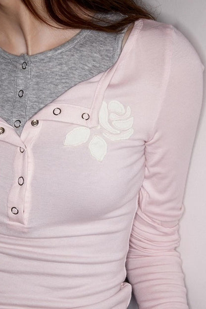 Rose Patch Long T-Shirt