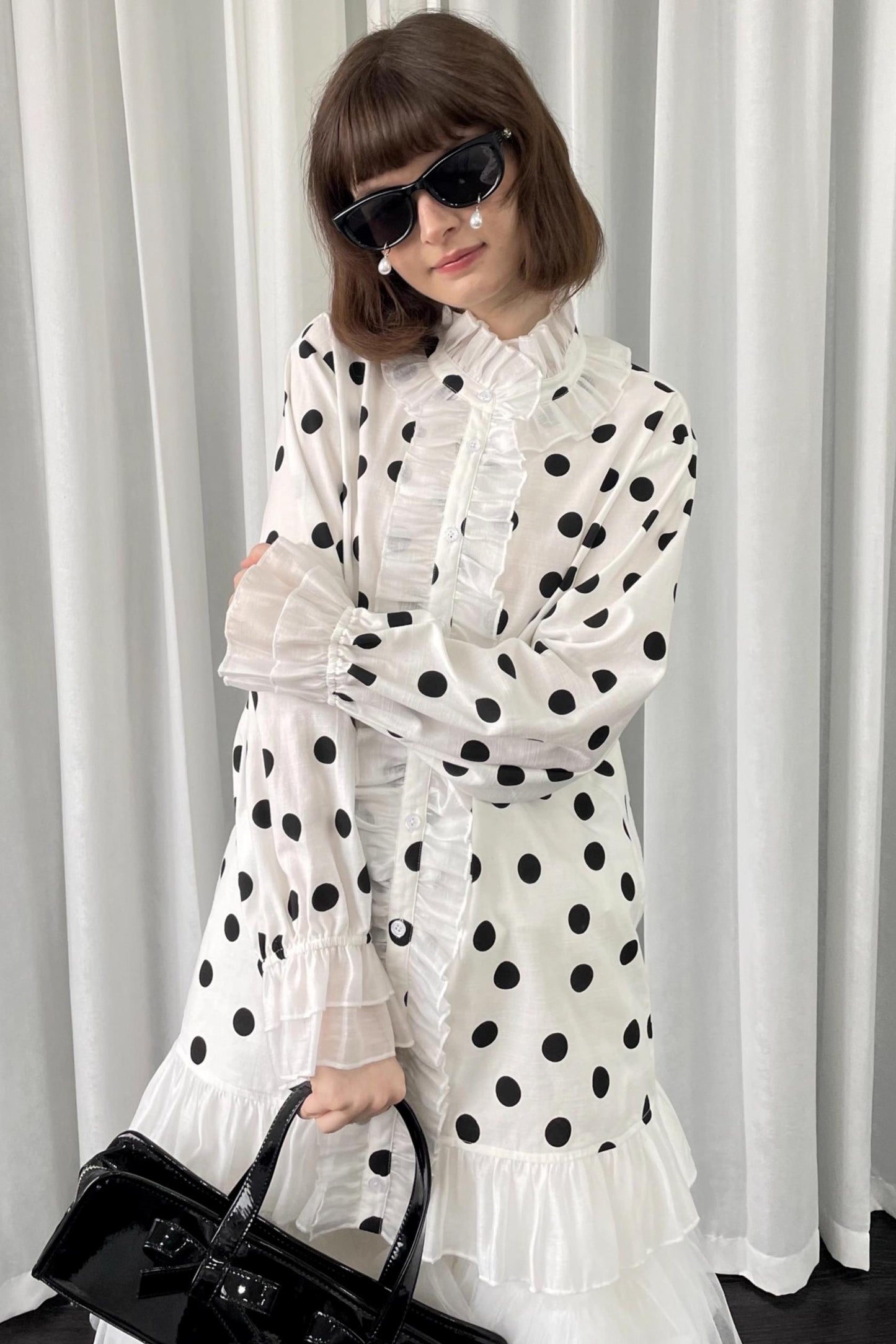 Polka Dot Lace Blouse Top