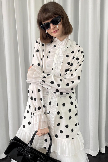 Polka Dot Lace Blouse Top