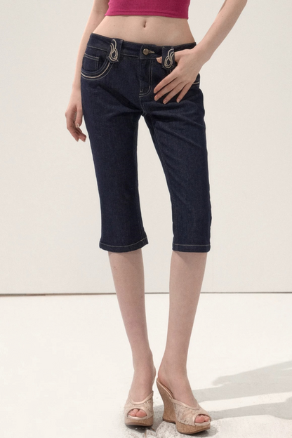 Vintage Stitched Denim Shorts