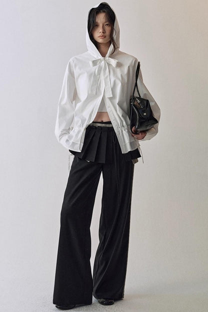 Constriction Silhouette Hooded Shirt