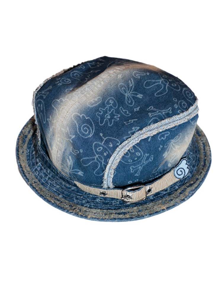 Y2K Retro Japanese Style Angel Wings Denim Fisherman Hat