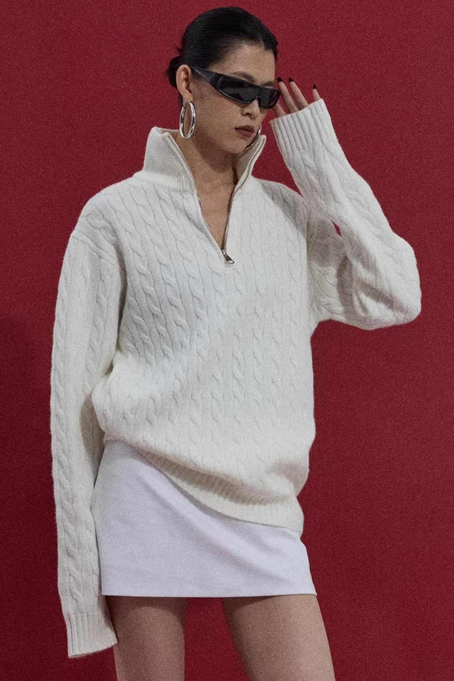 Three-Dimensional Cable Knit Sweater