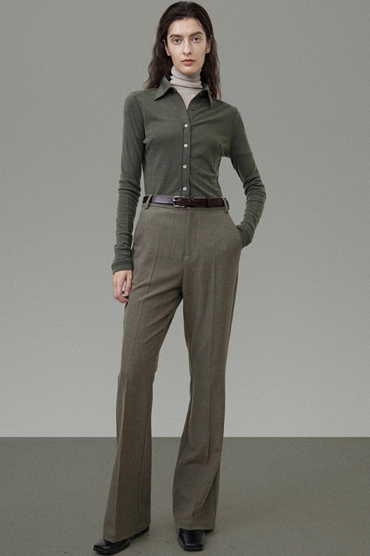 High-Waist Bootcut Suit Pants