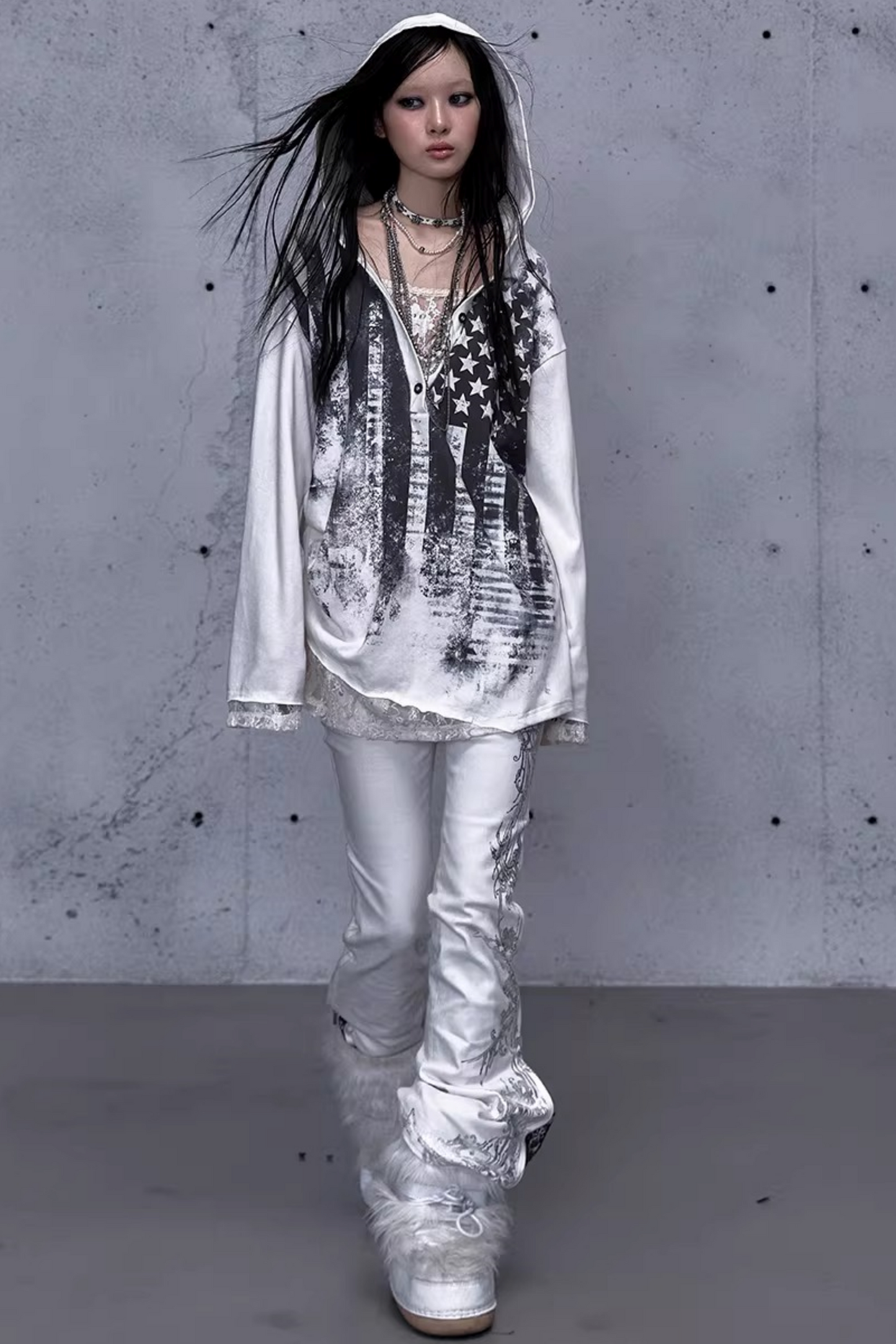 Rebellious Lace Hooded Top