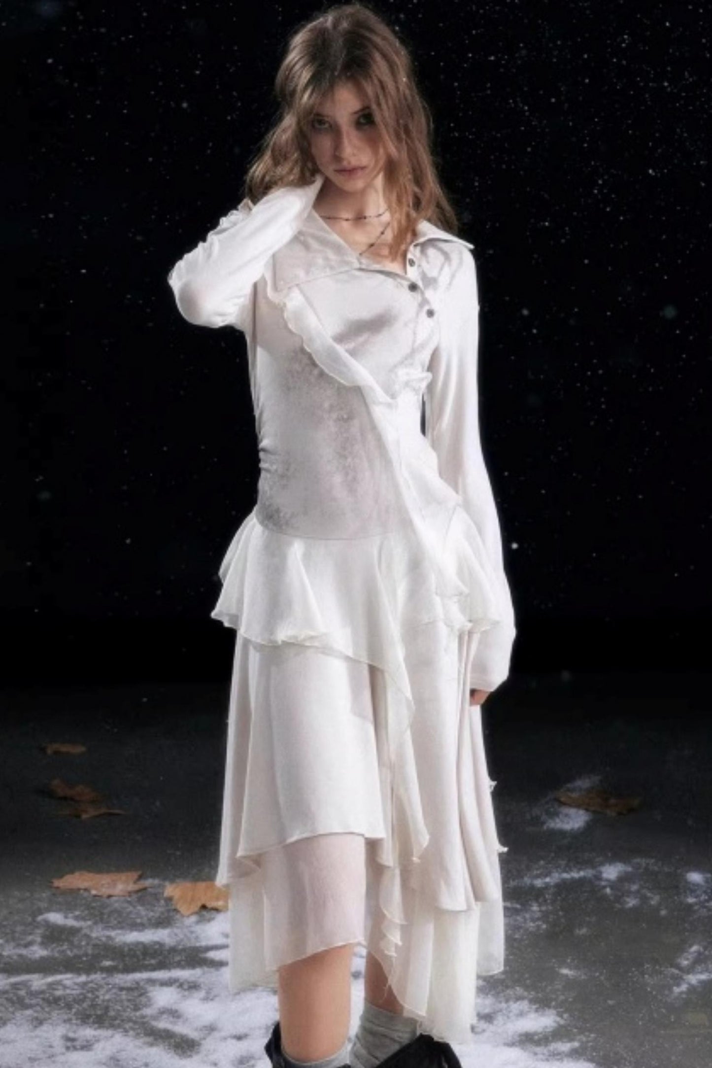 Irregular Gradient Ruffle Dress