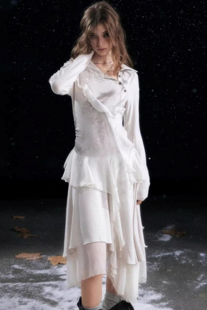 Irregular Gradient Ruffle Dress