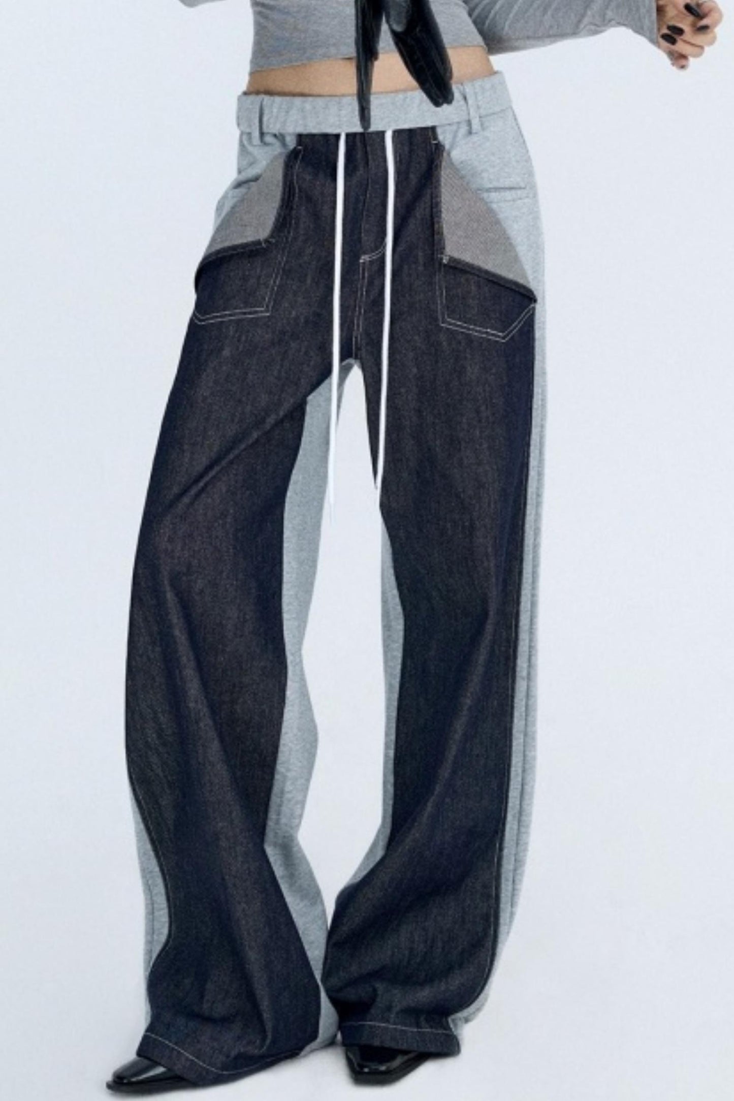 Color-Blocked Denim Sweatpants