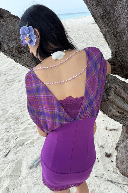 Purple Plaid Lace Swing Dress