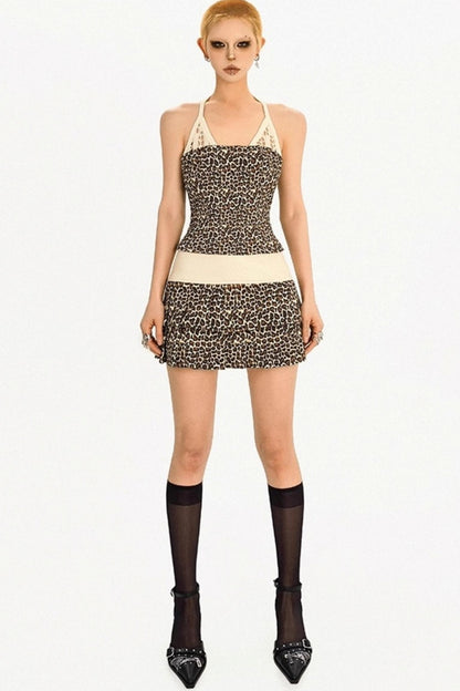 Leopard Panelled Blouse Set