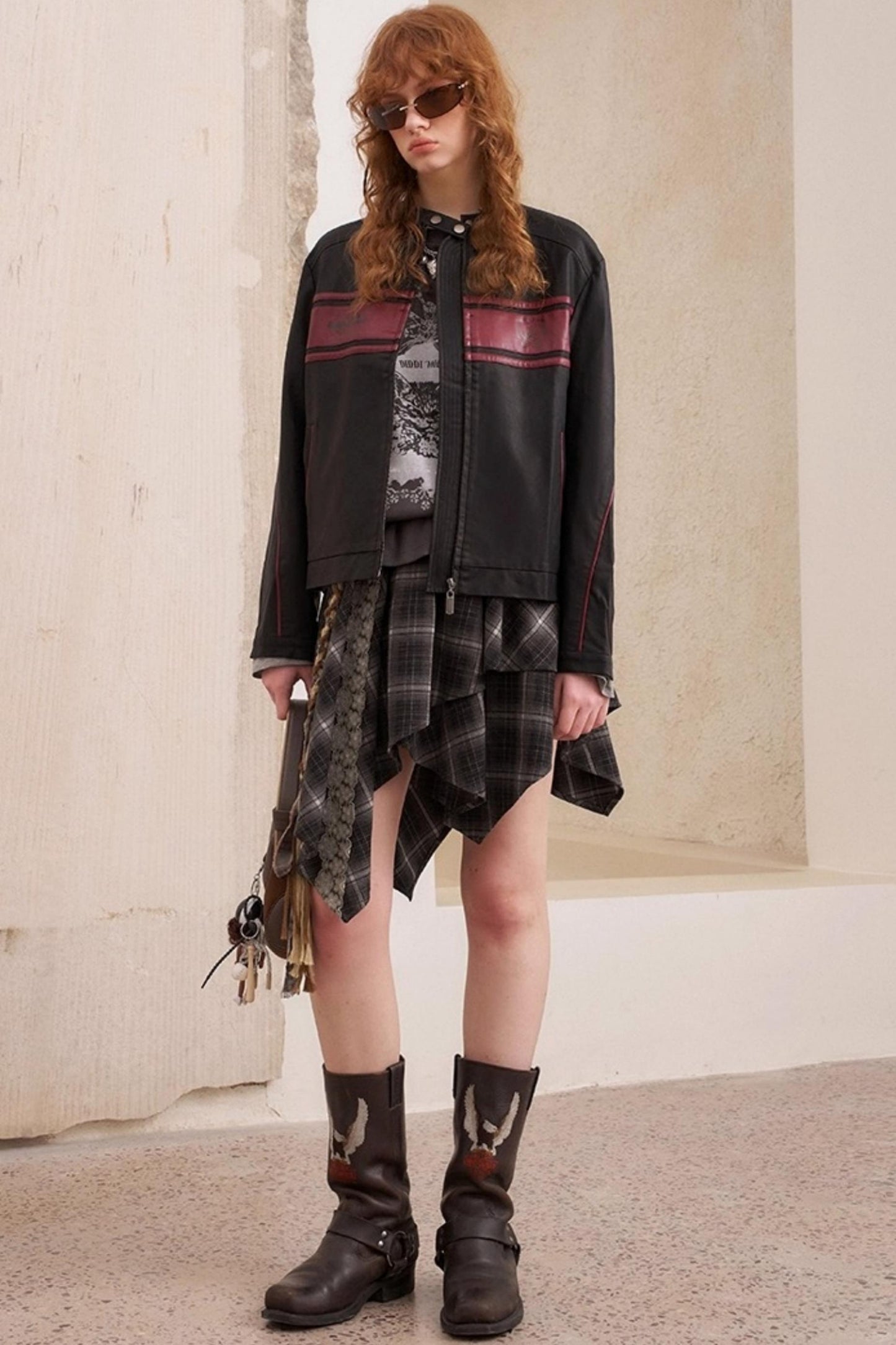 Rose Embroidered Leather Jacket