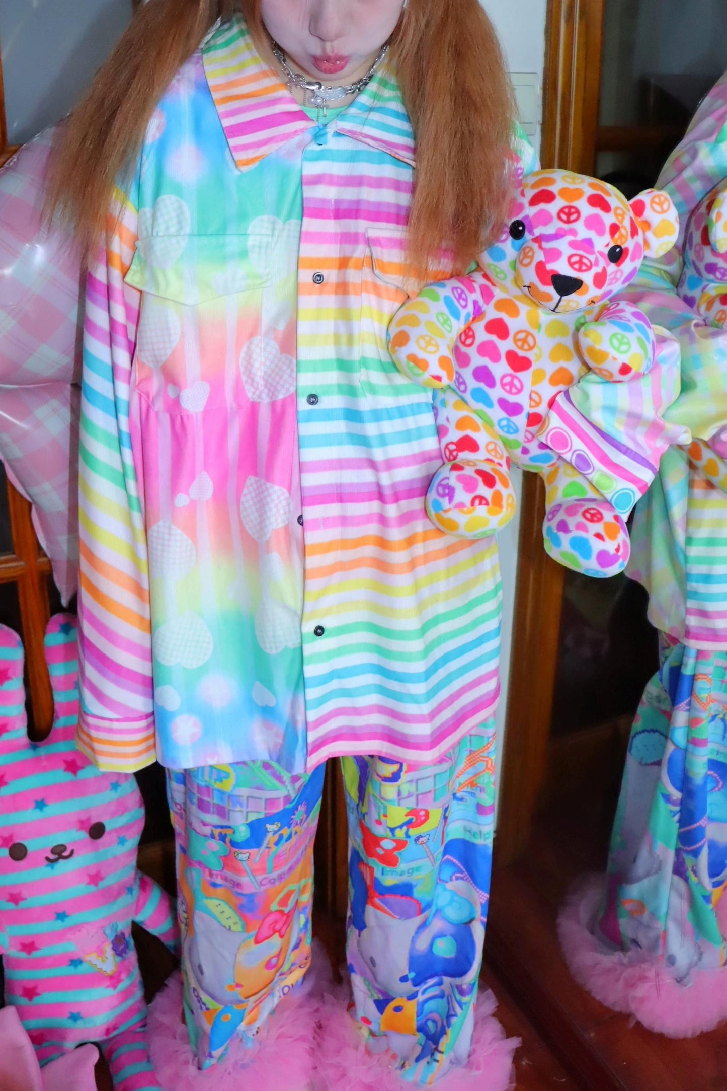 Rainbow Striped Loose Shirt