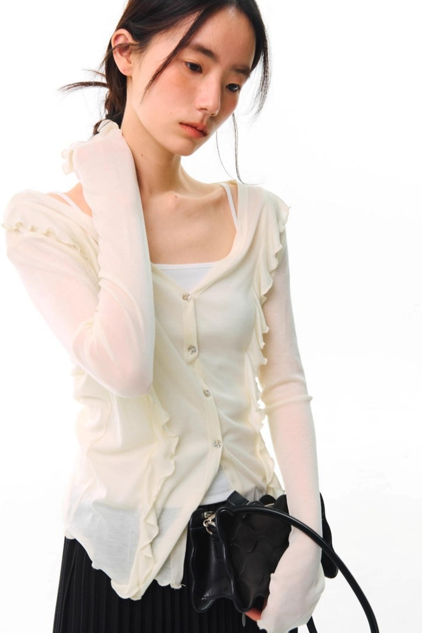 Soft Silhouette Bell Sleeve Knit Cardigan