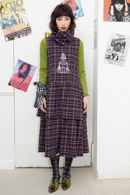 Illusion Plaid Tank Dress