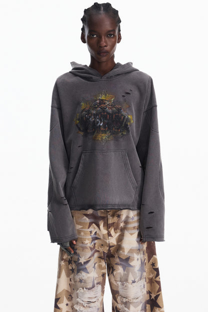 Stir-Fry Grey Hooded Top