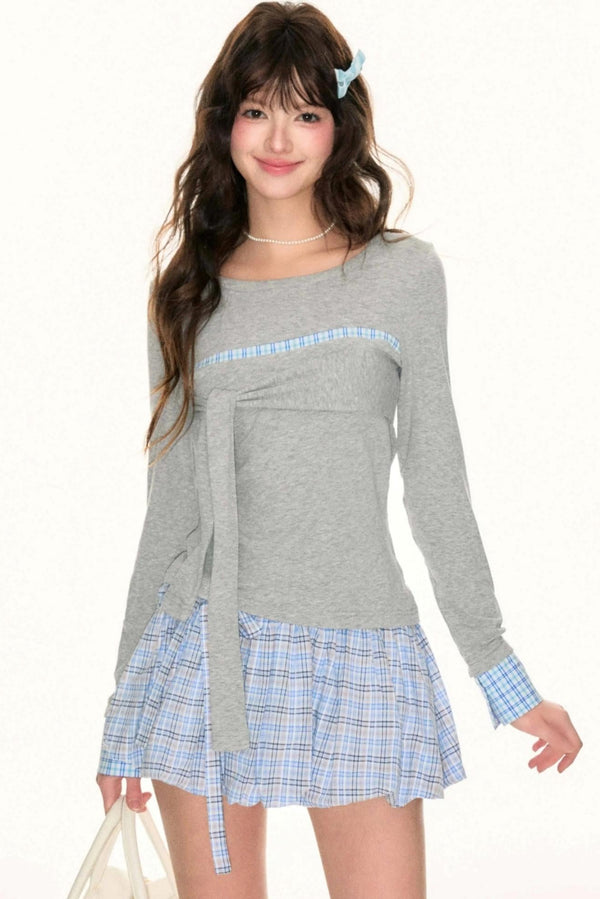 Bandeau Knotted Long Sleeve Top