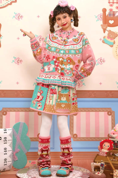 Fair Isle Mink Knit Cardigan