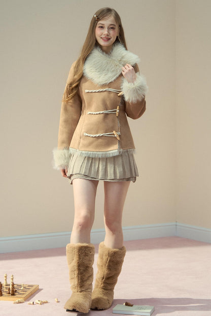 Vintage Khaki Pink Suede Fleece Jacket