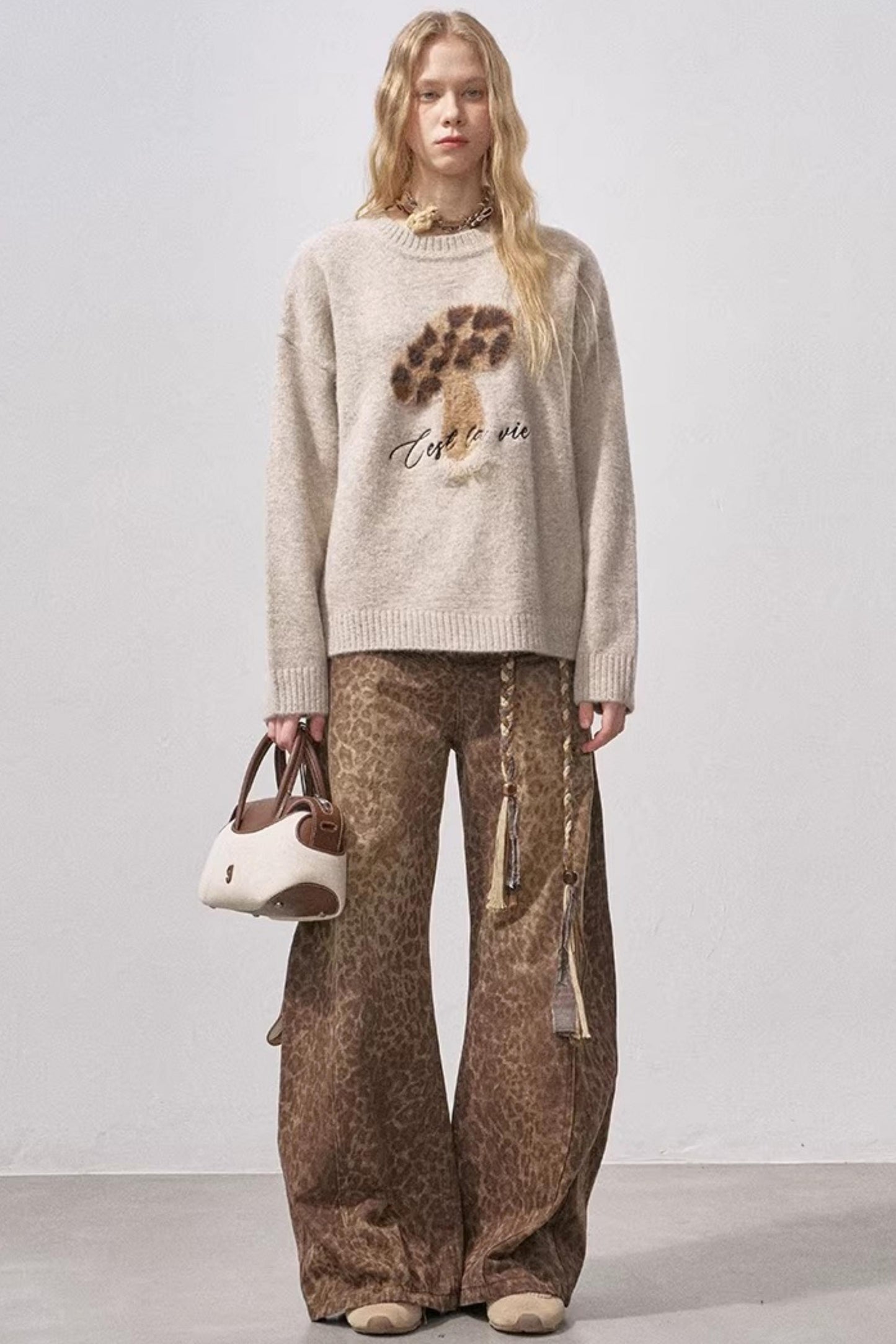 Mushroom Letter Knit Sweater