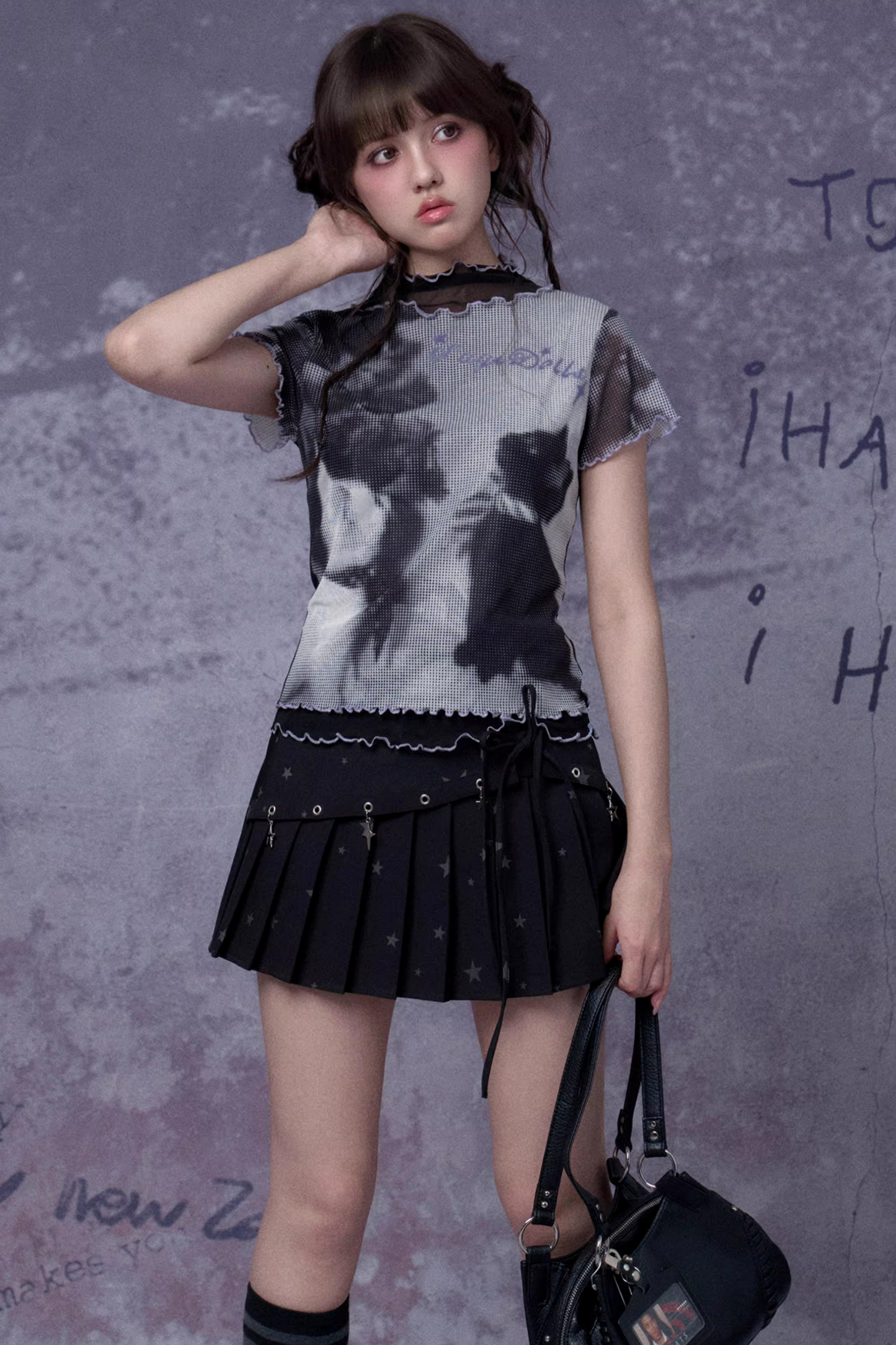 Retro Double-Layer Mesh Top