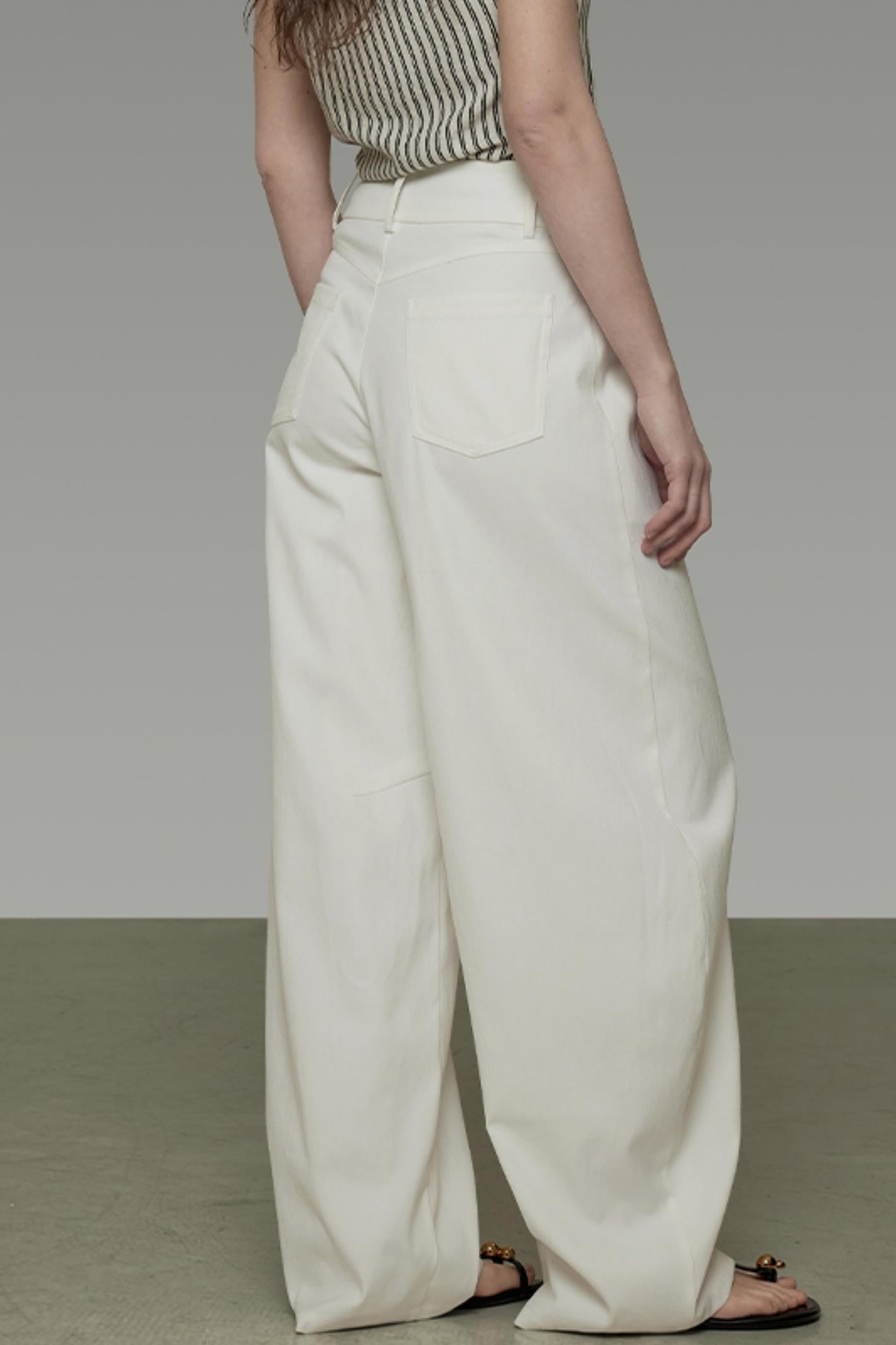 Sickle Arc High-Waisted Wide-Leg Pants