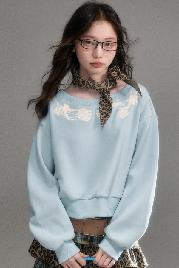 Tulip Embroidery Cloud Sweater